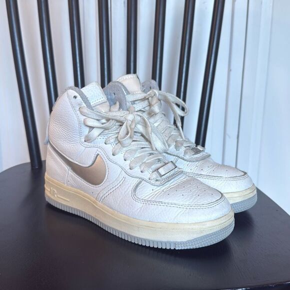 Nike Air Force 1 sculpt silver high top leather sneaker 7 - Picture 2 of 13